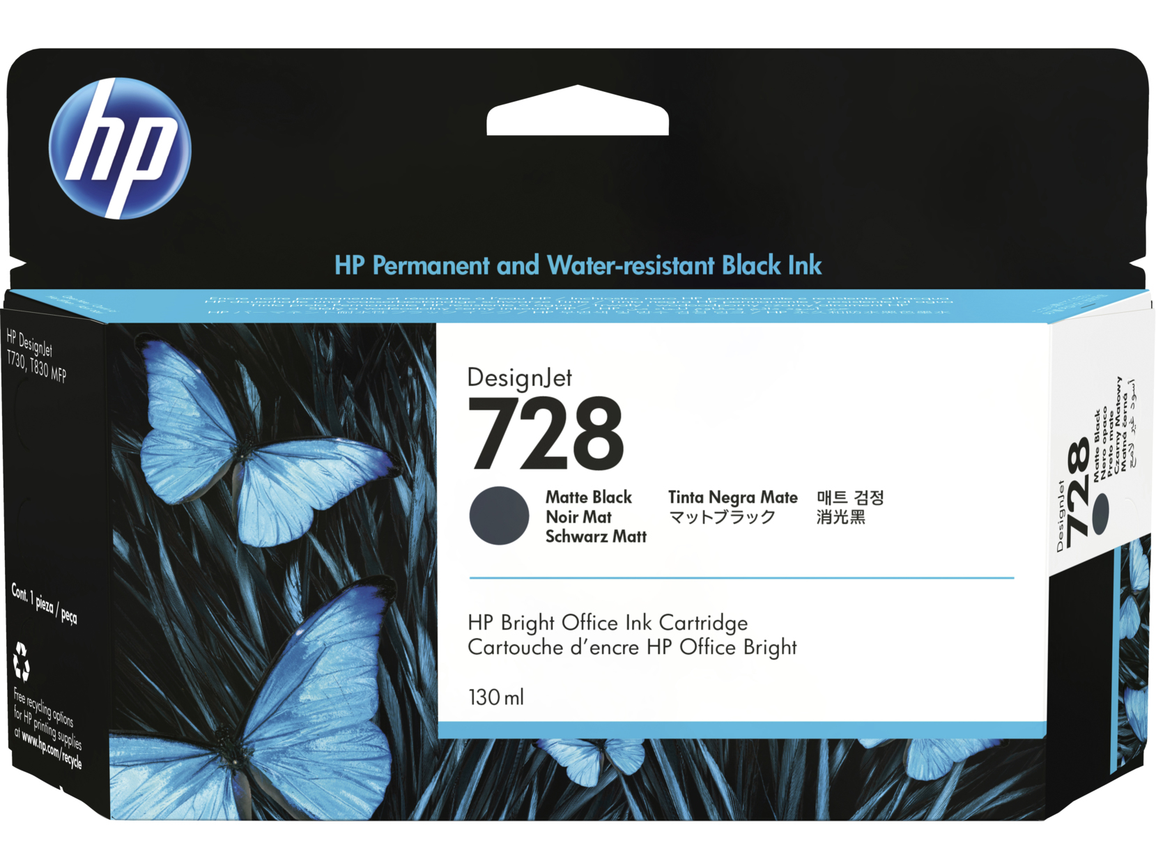 HP 728 130-ml Matte Black DesignJet Ink Cartridge