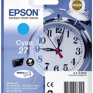 Epson 27 ink cartridge cyan standard capacity 3.5ml 350 pages 1-pack rf-am blister - durabrite ultra