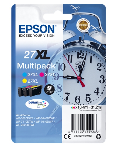 C13T27154012 - EPSON Inkt Cartridge 27XL Cyaan & Magenta & Yellow 10.4ml Combipack