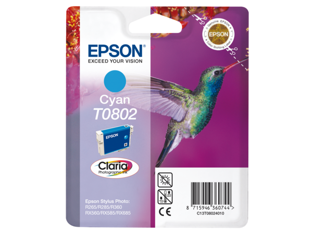 Epson Inkt Cartridge T0802 Cyaan 7,4ml