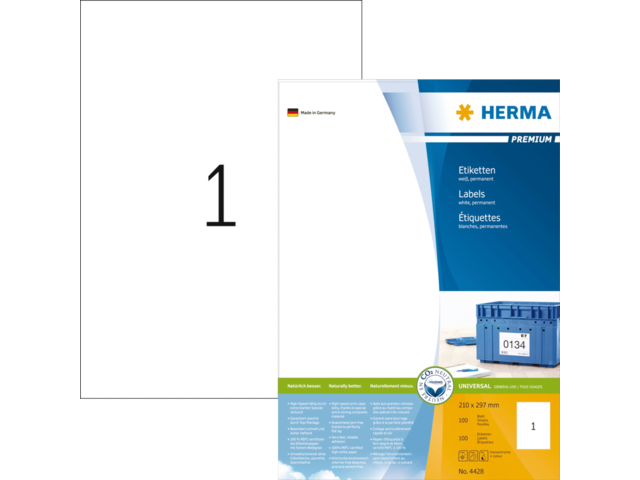 HERMA Etiket Premium no:4428 210x297mm Wit 100st 1 Pak