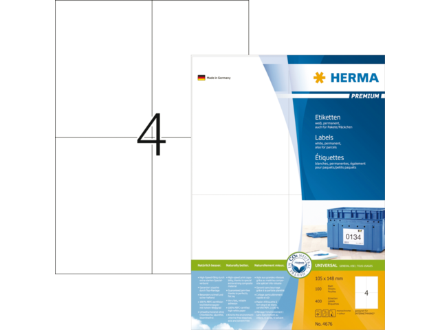 HERMA Etiket Premium 105x148mm Wit 400st 1 Pak