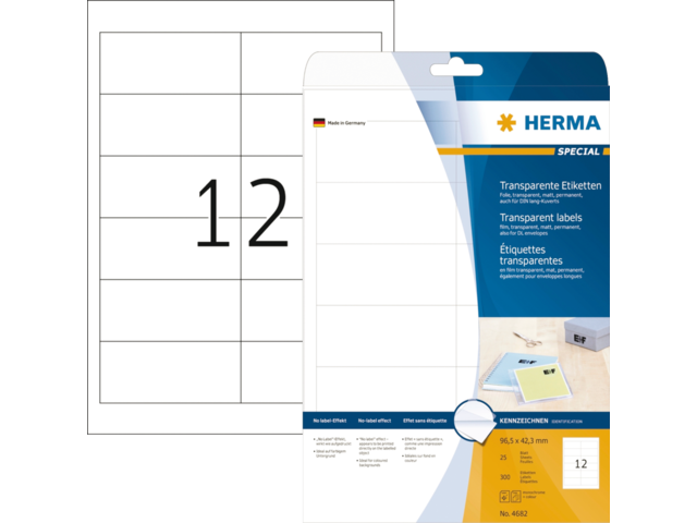 HERMA Speciaal Etiket SuperPrint 96.5x42.3mm Transparant 300st 1 Pak