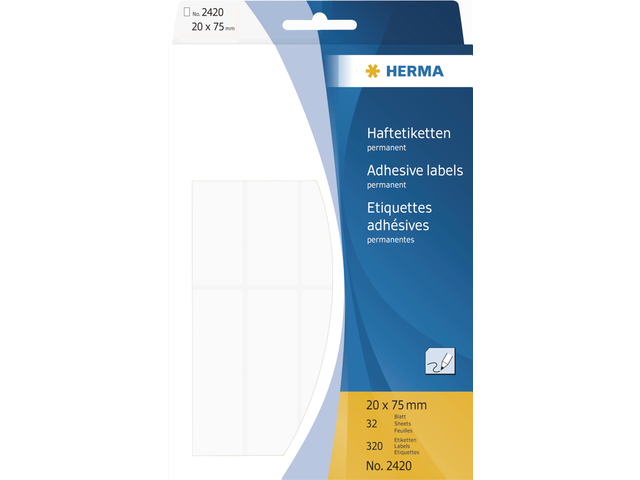 HERMA Universal Etiket Schrijfpapier 20x75mm Wit 320st 1 Pak