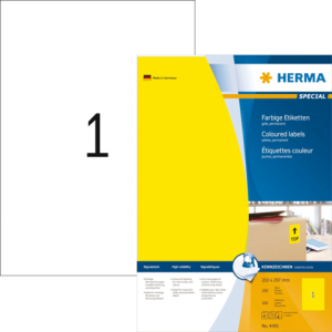 4401 - HERMA Gekleurde Etiketten Signalering 210x297mm 100st Geel 1 Pak