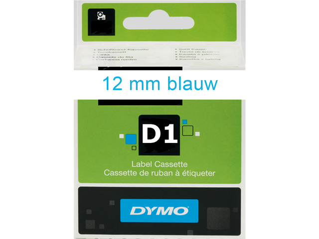 S0720540 - DYMO Lettertape D1 12mm 7m Wit Blauw Polyester 45014