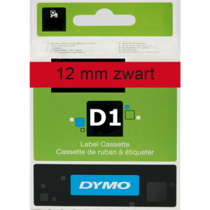 S0720570 - DYMO Lettertape D1 12mm 7m Rood Zwart Polyester 45017
