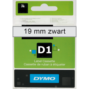S0720820 - DYMO Lettertape D1 19mm 7m Transparant Zwart Polyester 45800