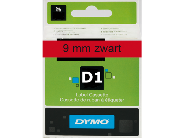 S0720720 - DYMO Lettertape D1 9mm 7m Rood Zwart Polyester 40917