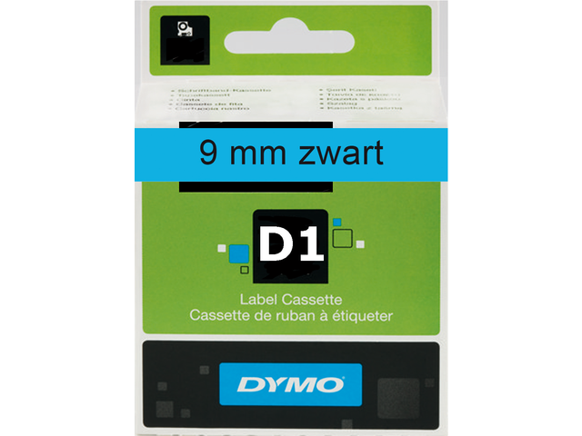 DYMO Lettertape D1 9mm 7m Blauw Zwart Polyester 40916