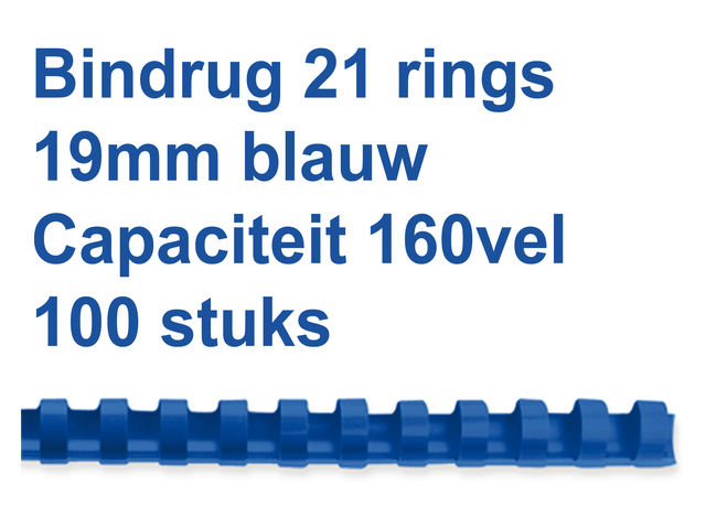 4028621 - GBC Bindrug Kunststof A4 21-Rings 19mm Blauw 100st