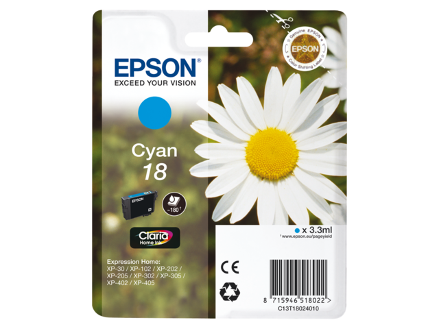 EPSON Inkt Cartridge 18 Cyaan 3,3ml 1st
