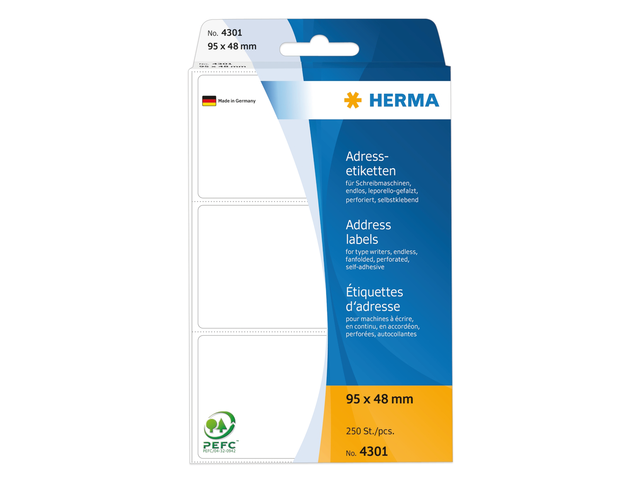 HERMA Adres Etiket Schrijfpapier 95x48mm Wit 250st 1 Pak