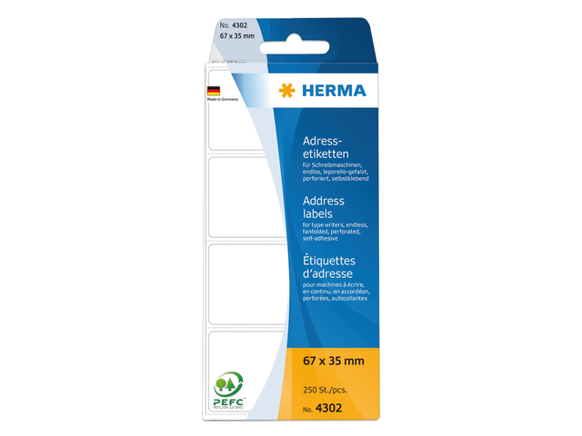 Herma Adres Etiket Schrijfpapier no:4302 67x35mm Wit 250st 1 Pak