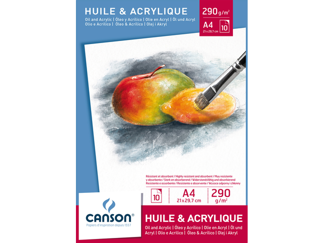 200005785 - Canson Olie-Acrylblok A4 290g/m² Wit 10vel