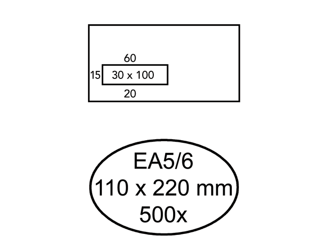 Q180517 - Quantore EA5/6 110x220mm Links Strip 500st Wit