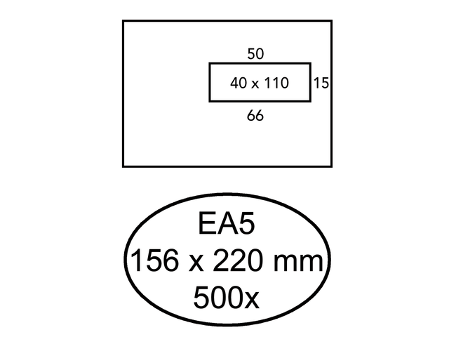 Q180533 - Quantore Venster Envelop EA5 156x220mm 80gr Rechts Strip 500st Wit