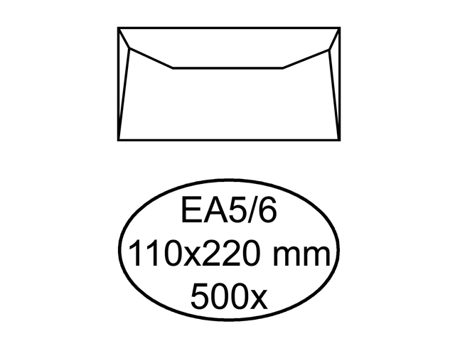 Quantore Envelop Bank EA5/6 110x220mm 80gr Gom 500st Wit