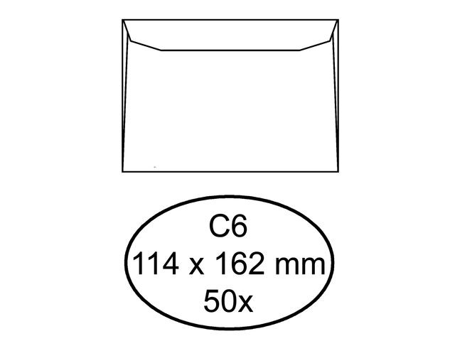 Quantore Envelop Bank C6 114x162mm Gom 50st Wit