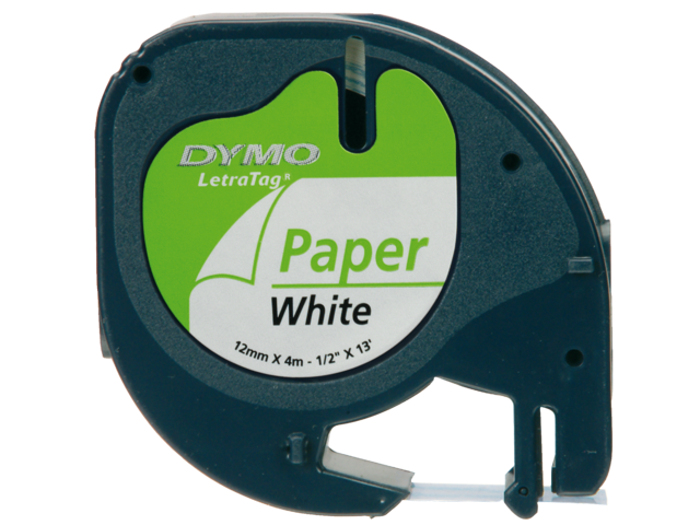 DYMO Lettertape LetraTag 12mm 4m Wit Papier 91200