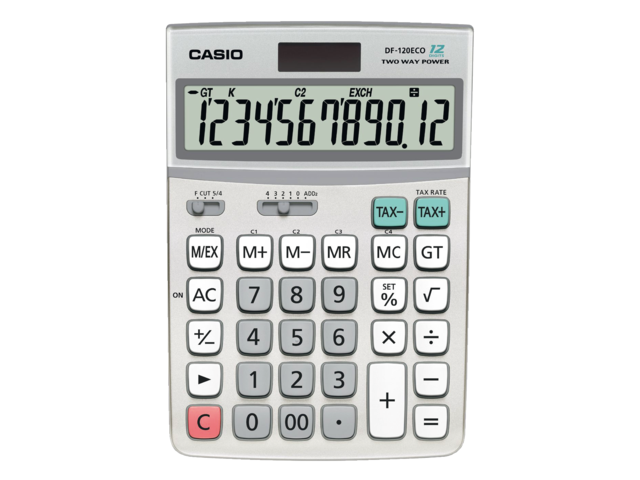 DF-120ECO - CASIO Bureau Calculator DF-120ECO 12-Cijfers Grijs