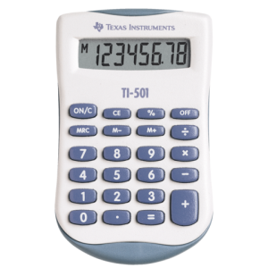 TI501 - TI Zakcalculator 501 8-Cijfers Wit/Blauw
