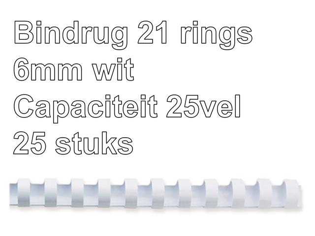 5330003 - FELLOWES Bindrug Kunststof A4 21-Rings 6mm Wit 25st