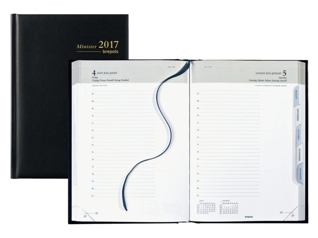 0.218.1256.01.6 - Brepols Agenda Minister 1dag/1pag 14,8x21cm Zwart 1st