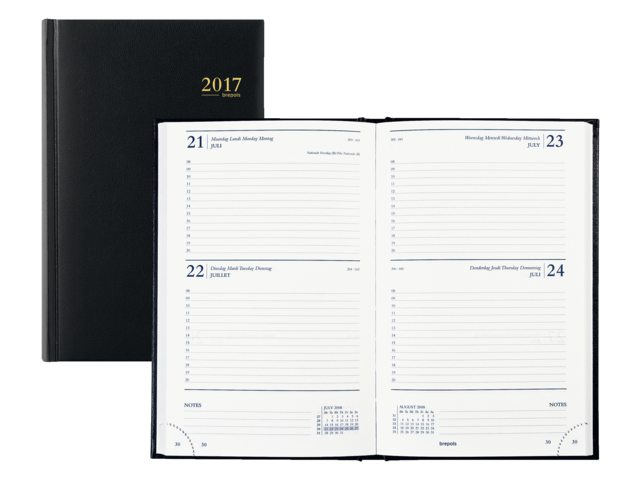 0.221.1255.01.6 - Brepols Agenda Saturnus Kort 2dag/1pag 13,5x21cm Zwart 1st