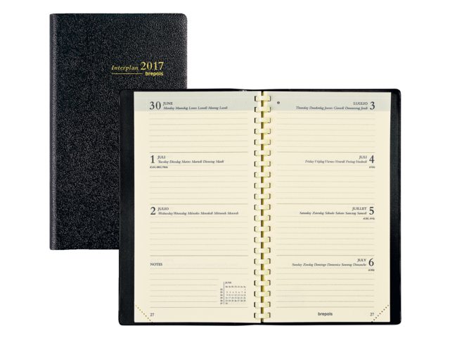 0.736.2051.01.2 - Brepols Agenda Interplan Spiraal 7dag/2pag 9x16cm Zwart 1st