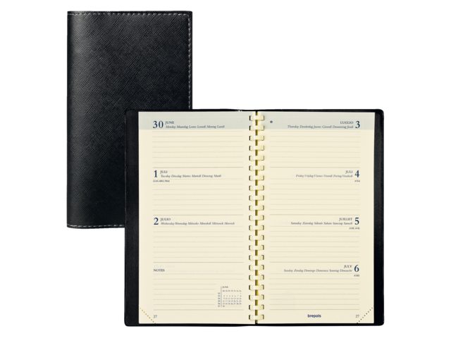 0.736.2582.01.2 - Brepols Agenda Interplan Luxe Spiraal 9x16cm Zwart 1st