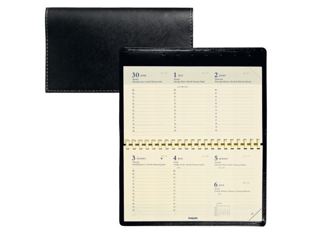 0.738.2582.01.2 - Brepols Agenda Omniplan De Luxe Spiraal 7dag/2pag 9x16cm Zwart 1st