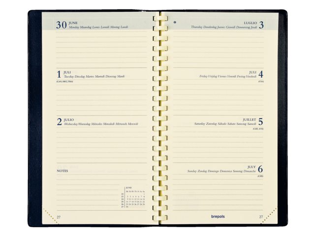 0.736.9900.00.2 - Brepols Agenda-Interieur Interplan 6-talig 9x16cm Zwart 1st