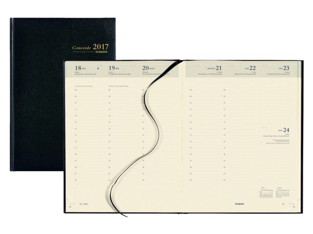 0.240.1256.01.6 - Brepols Agenda Concorde 7dag/2pag 21x27cm Zwart 1st