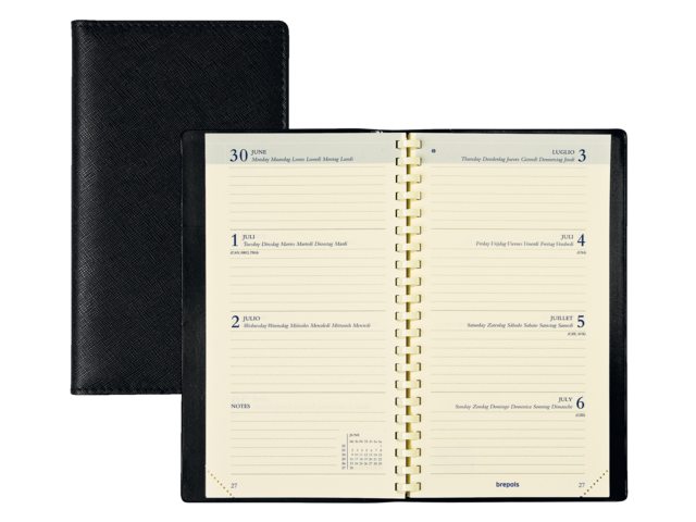 0.736.3302.01.2 - Brepols Agenda Interplan Spiraal 7dag/2pag 9x16cm Zwart 1st