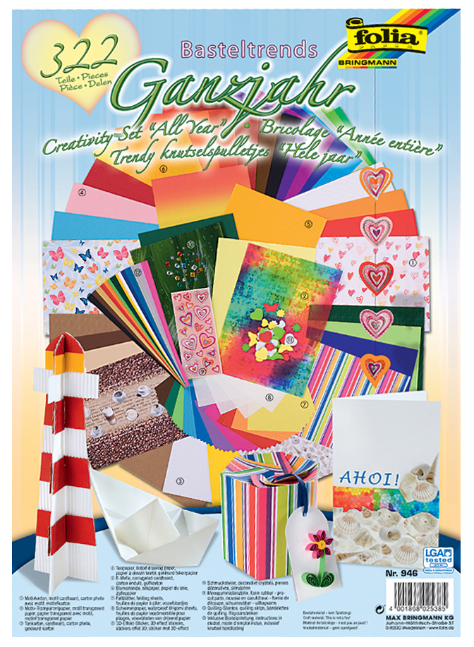 946 - FOLIA Hobbypapier Diverse Kleuren 322-Delig