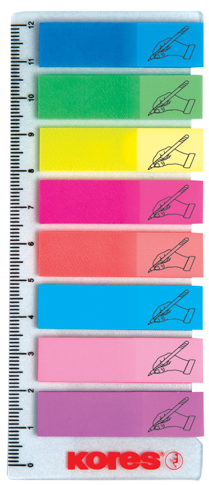 N45125 - Kores Post-It sign here 12x45mm Diverse Kleuren