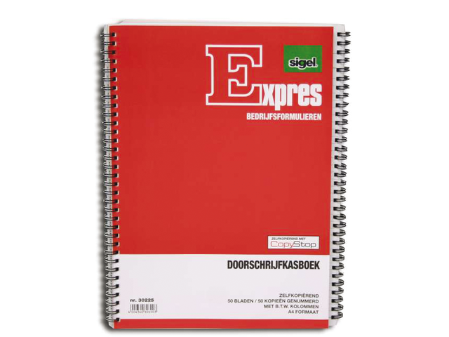 30225 - SIGEL Doorschrijf Kasboek A4 Rood SI-30225 2x 50vel