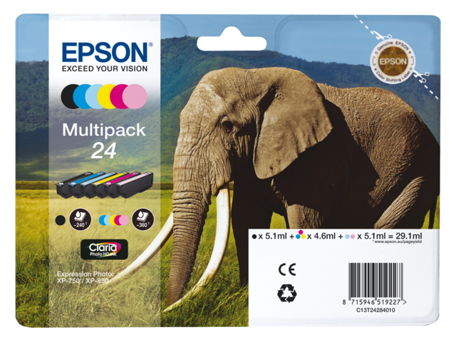 C13T24284010 - EPSON 24 Black & Cyaan & Magenta & Yellow & Light Cyaan & Light Magenta 29,1ml