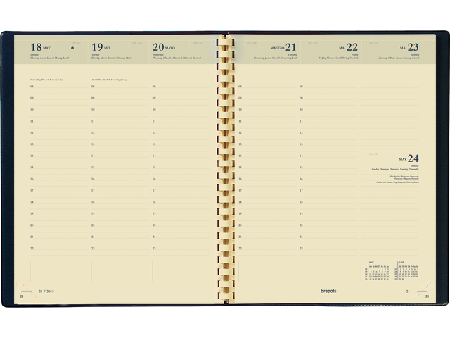 0.240.2582.01.2 - Brepols Agenda Concorde Spiraal 7dag/2pag 21x27cm Zwart 1st