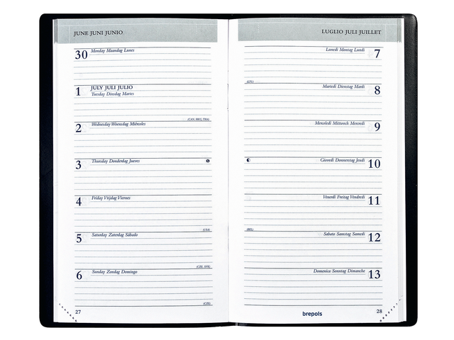 15.774.129.01.0 - Brepols Agenda Breplan 7dag/1pag 9x16cm Zwart 1st