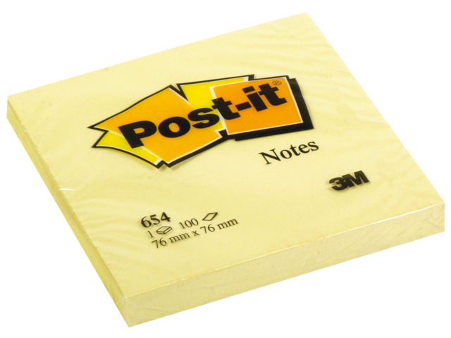 654YEL - 3M Post-It Memoblok 76x76mm Geel 1st