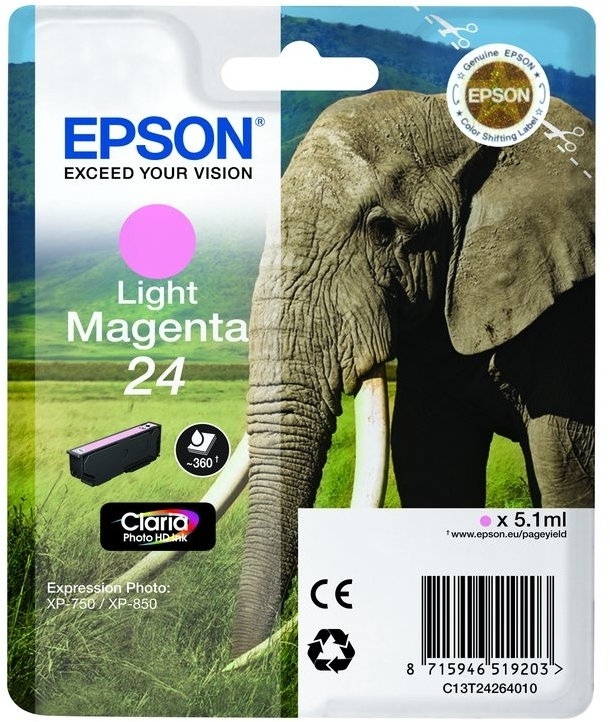 C13T24264022 - EPSON Inkt Cartridge 24 Light Magenta 5,1ml 360vel 1st